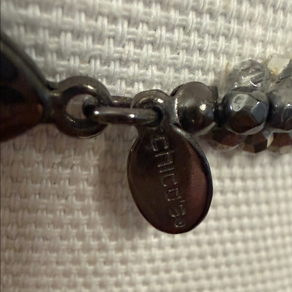 3/$20 Chico's Statement Gunmetal Crystal Medallion Pendant Necklace Boho Goth - Picture 2 of 6
